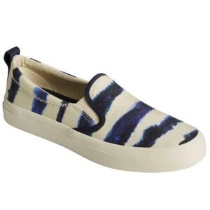 Sperry Crest Twin‎ Gore Tie Dye Stripe Navy Slip-On Sneaker Women’s Size 6 New